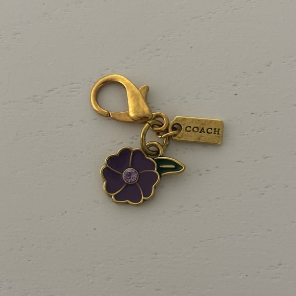 Coach Purple Flower Bag Charm Zipper Pull - Picture 2 of 5